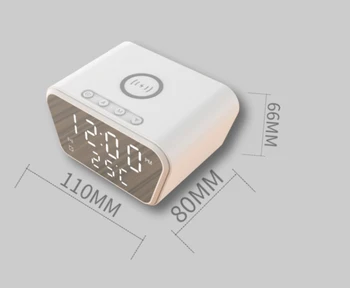 Smart El-Vækkeur Digitalt Termometer, Ur Spejl Ur Med Telefon, Trådløs Oplader Til Iphone 12 Mini Iphone 8 Plus