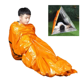 1pc 203 x 91cm Udendørs PE Nødsituation Sovepose Vandtæt Camping Soveposer, Tæpper for Vandreture Udendørs Aktivitet (Orange)