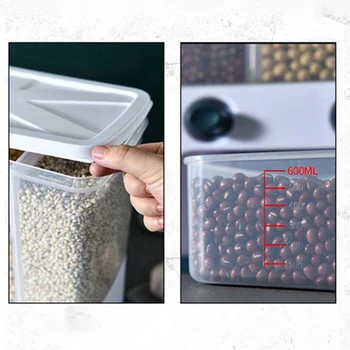 Gennemsigtig Forseglet Opbevaringsboks Korn Væghængt Opbevaring Af Fødevarer Tank Fugt-Bevis, Ris Tønder Bean Dispenser