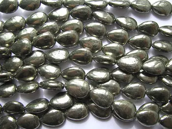 2strands 8-14mm ægte skinnende pyrit dråbeformet krystal dråbe poleret jern guld pyrit perler