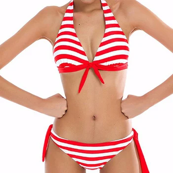Sexede Bikinier Kvindelige Swimsuit Badetøj Halterneck Top Plaid Brasilianske Bikini Sæt Badetøj, Sommer, Strand Slid Biquini