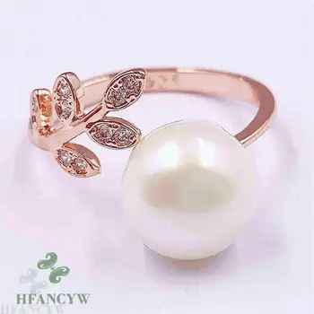 10x10mm Hvid Barok Perle 18k Åbne Justerbar Ring Fejlfri Bryllup Kvinder, Smukke Elegante Kulturperler Naturlige
