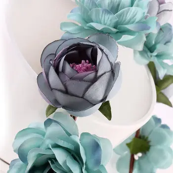 Sød Style Flower Hårbøjle Farverige Blomster Hoved Krans Medaljon Piger, Hår Tilbehør Til Brude Bryllup Hovedbeklædning