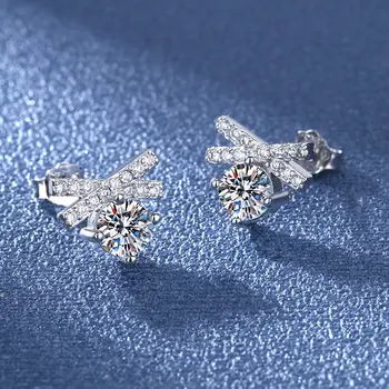 2021 Nye Sølv Forgyldt Sløjfeknude Stylist Crystal Drop Øreringe Dingle Øre Stud For Kvinder, Længe Cuff Ørering Engagement Jewelrys