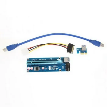 USB3.0 PCI Express 1x til 16x Extender Riser-Kort Adapter Omformer W/ Kabel