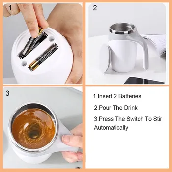 BORREY kaffebæger Automatisk Selv Omrøring Og Mælk Blanding Krus Magnetiske Omrøring Cup Rustfrit Stål Office Smart Termisk Cup